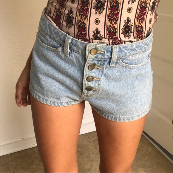 American Apparel Denim Button-Up Shorts - Picture 2 of 5